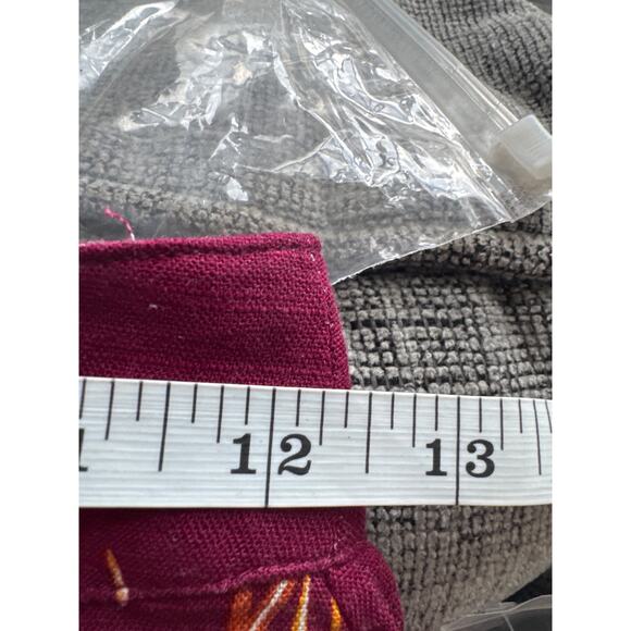 ModCloth Floral Print Linen Wide-Leg Cropped Pants Burgundy Womens Sz 00 NWT - Picture 9 of 10